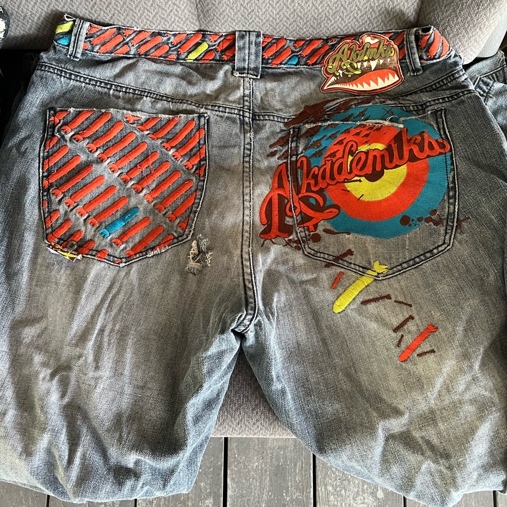 Akademiks Denim with Orange and Gray Accents